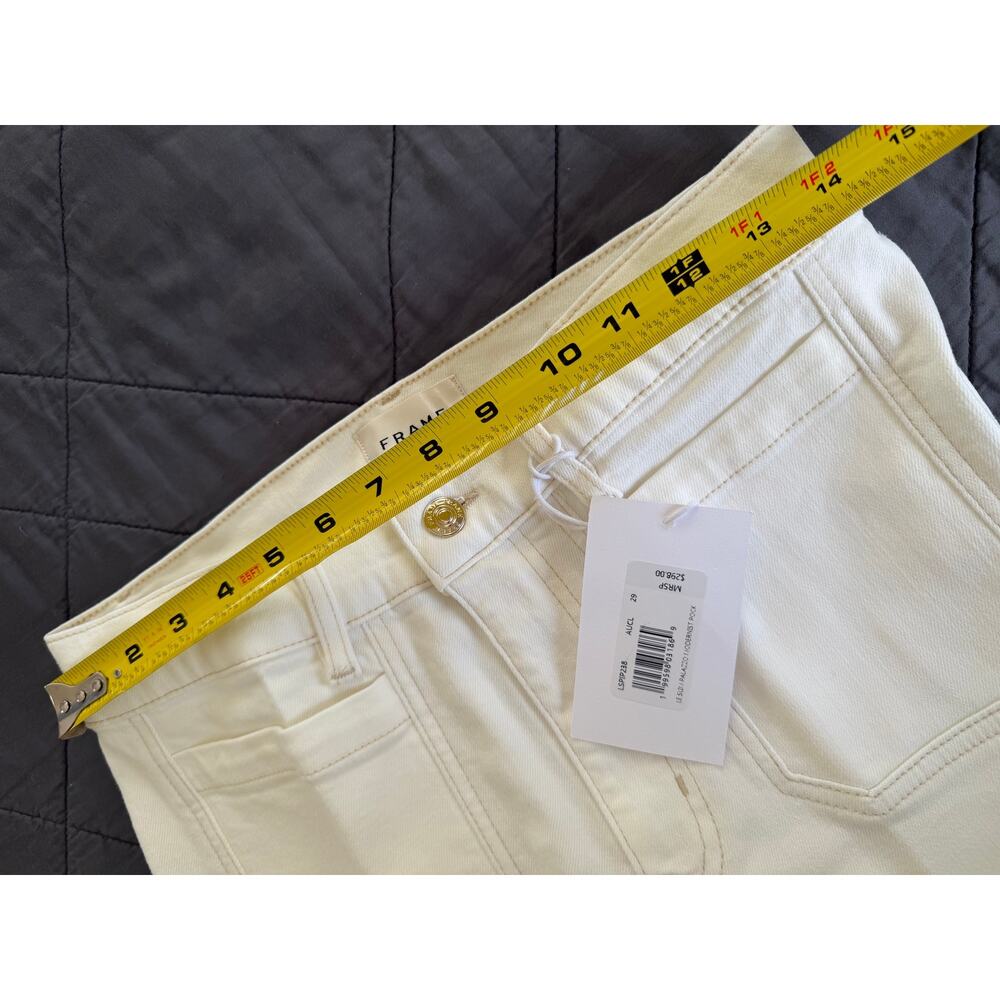 New $298 Frame Le Slim Palazzo Modernist Pocket Jeans Size 29 White Wide Leg - Picture 6 of 8